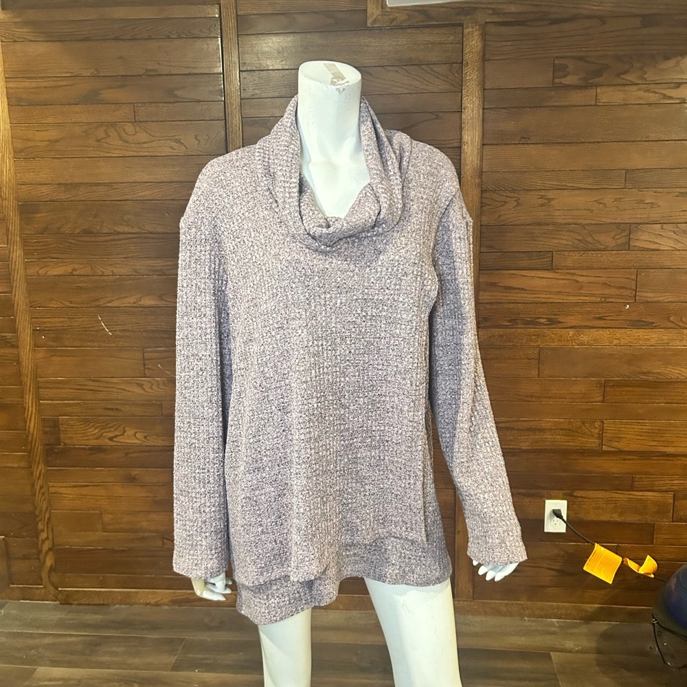 Cozy Lavender Cowl Neck Sweater soft works plus XXL